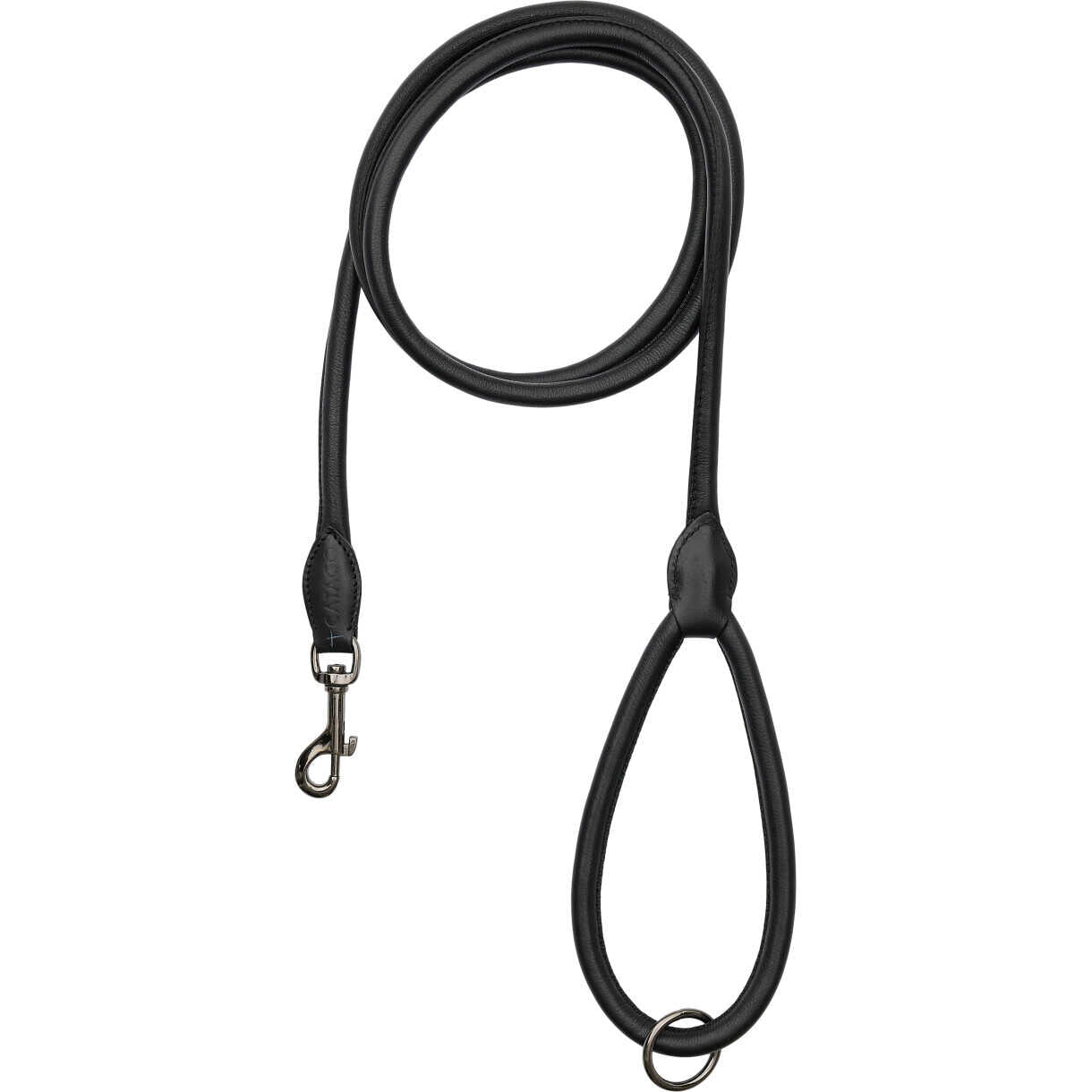 CATAGO Rundgenähtes Leder Hundeleine 2m - schwarz