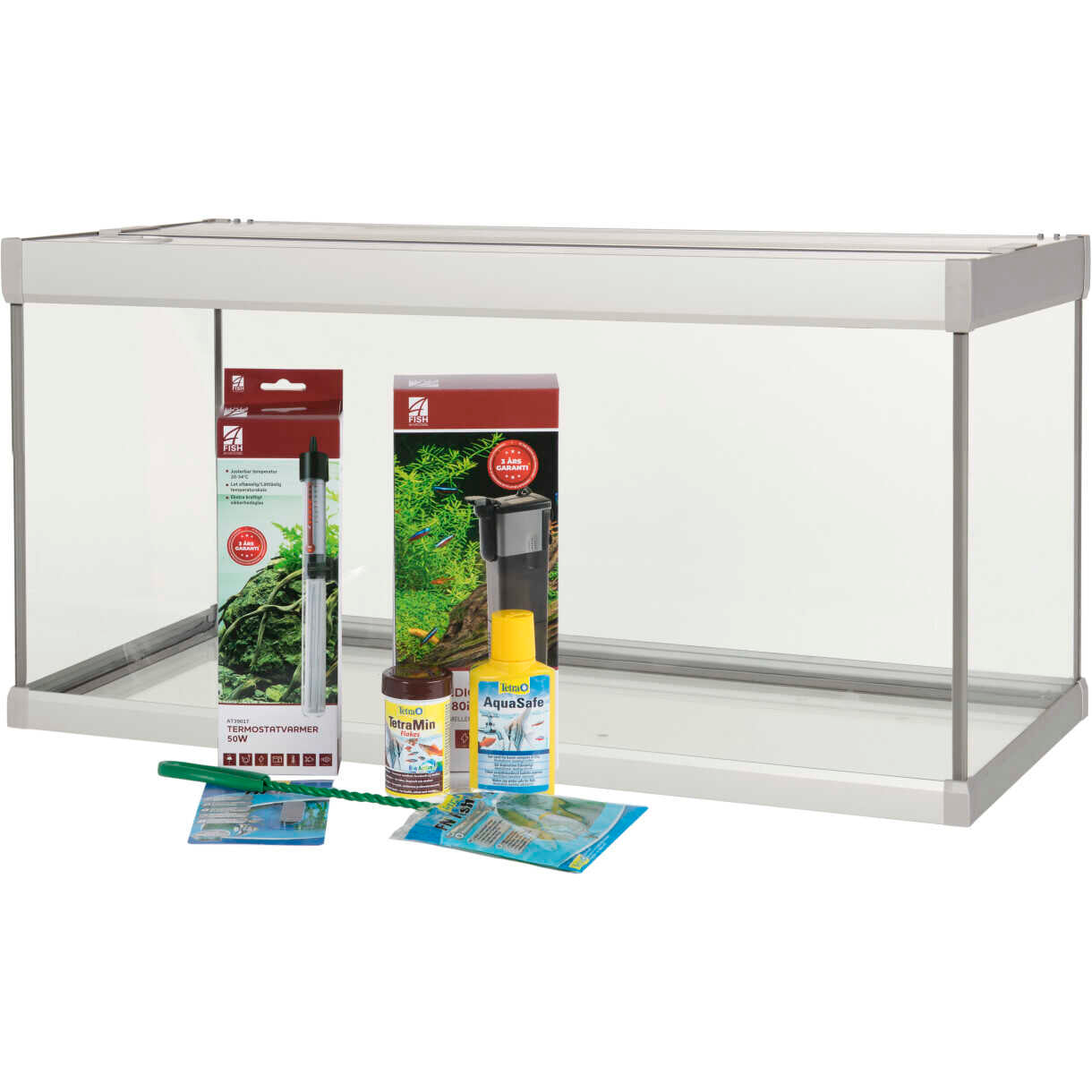 AkvaStabil Family Aquarium - 60 x 30 x 32 cm - weiß - 54 Liter - mit Salmlerzubehör - Filter und Heizer