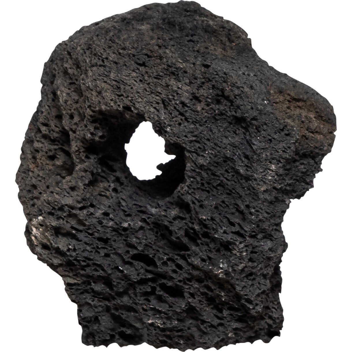 Geschnitzte Lavahöhle für Aquarien mit 3 Löchern - schwarz
