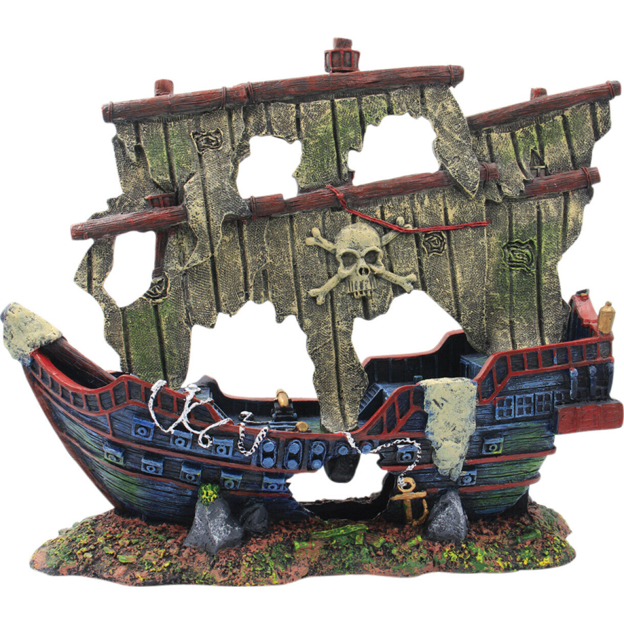 4FISH Aquarium Dekoration Schiffswrack 39 x 14,2 x 31 cm
