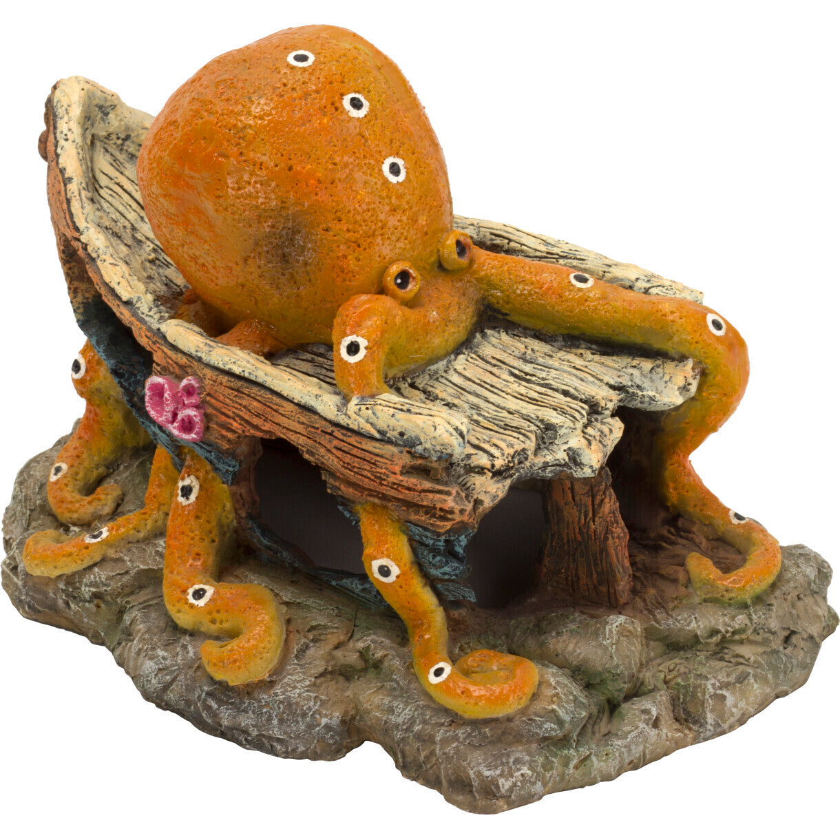 4FISH Aquarium Dekoration Schiffswrack und Oktopus 22 x 15,5 x 14 cm