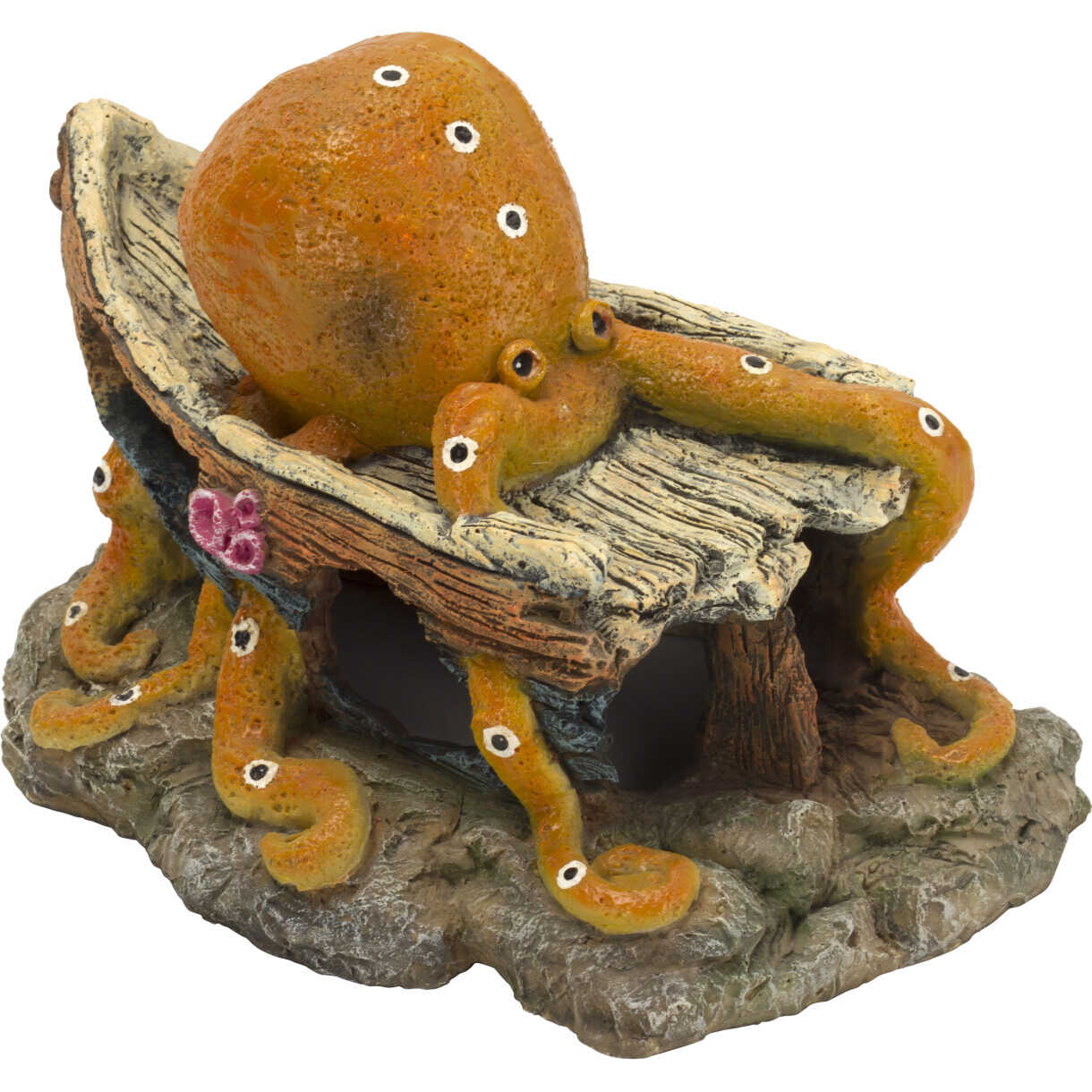 4FISH Aquarium Dekoration Schiffswrack und Oktopus 15,5 x 11,5 x 14 cm