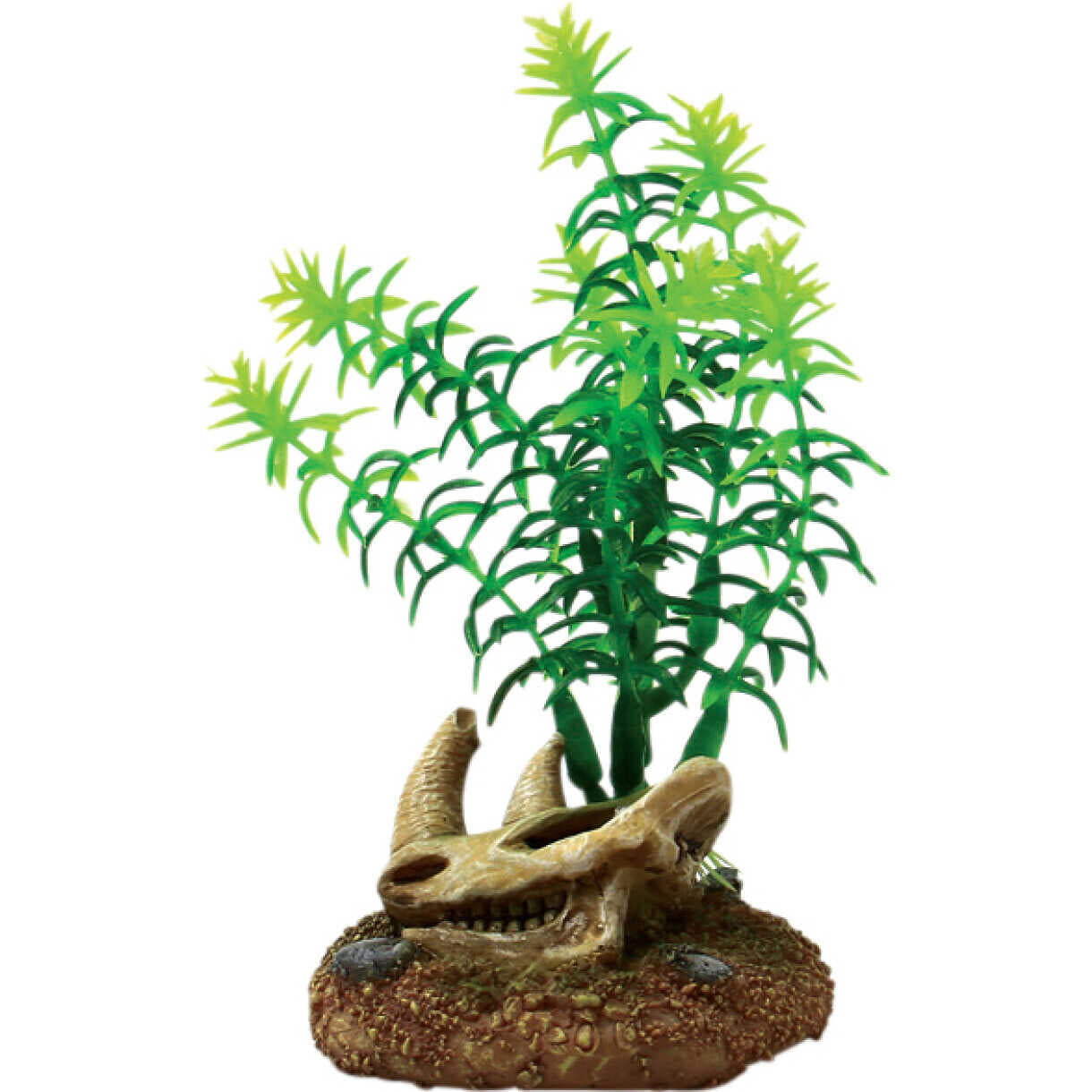4FISH Aquarium Kunststoff Pflanze Schädel und Pflanzen 6,5 x 6,3 x 11,5 cm