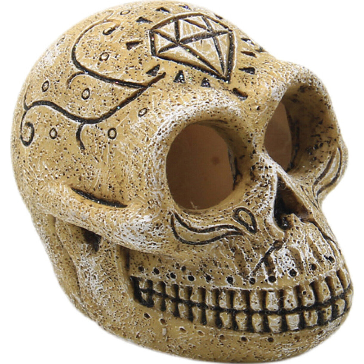 4FISH Aquarium Dekoration Totenkopf 7,5 x 5,5 x 6 cm