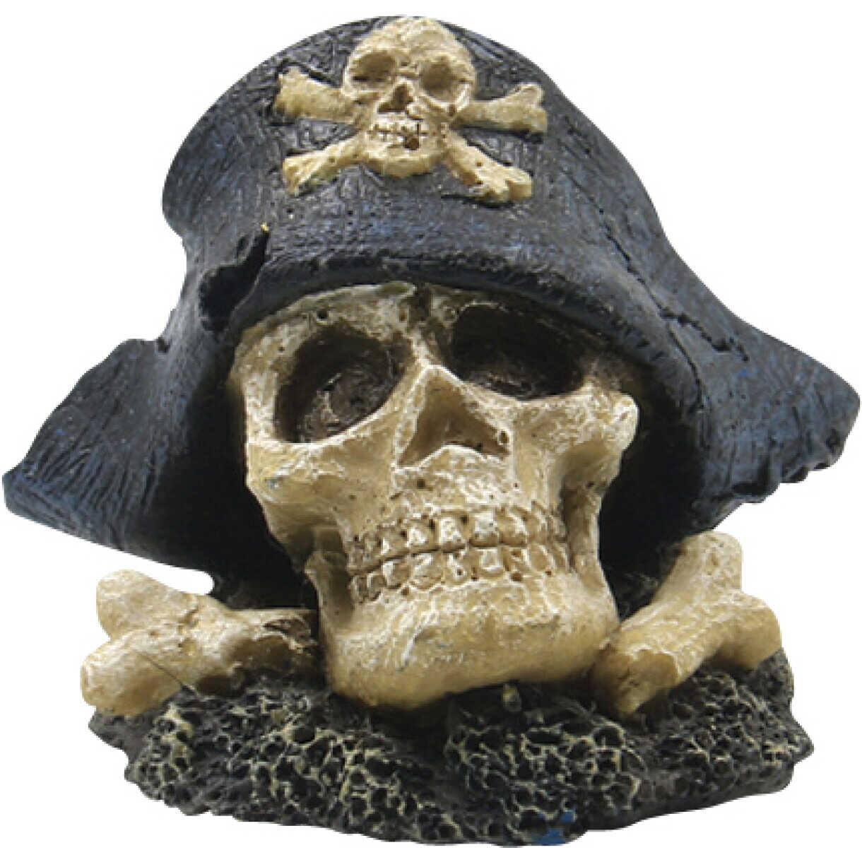4FISH Aquarium Dekoration Totenkopf mit Piratenhut 5,5 x 4 x 4,2 cm