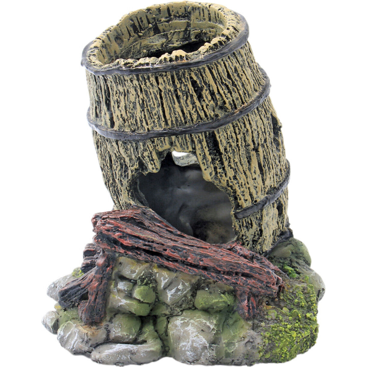 4FISH Aquarium Dekoration Fass 12,3 x 12 x 12,8 cm