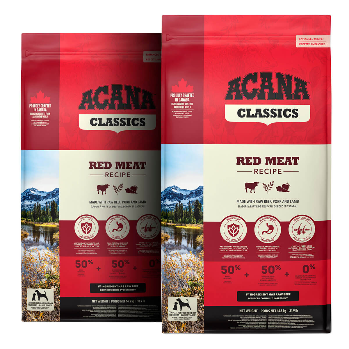 2 x 14,5 kg. Acana Classics Red Meat Hundefutter mit Lamm- und Schweinefleisch