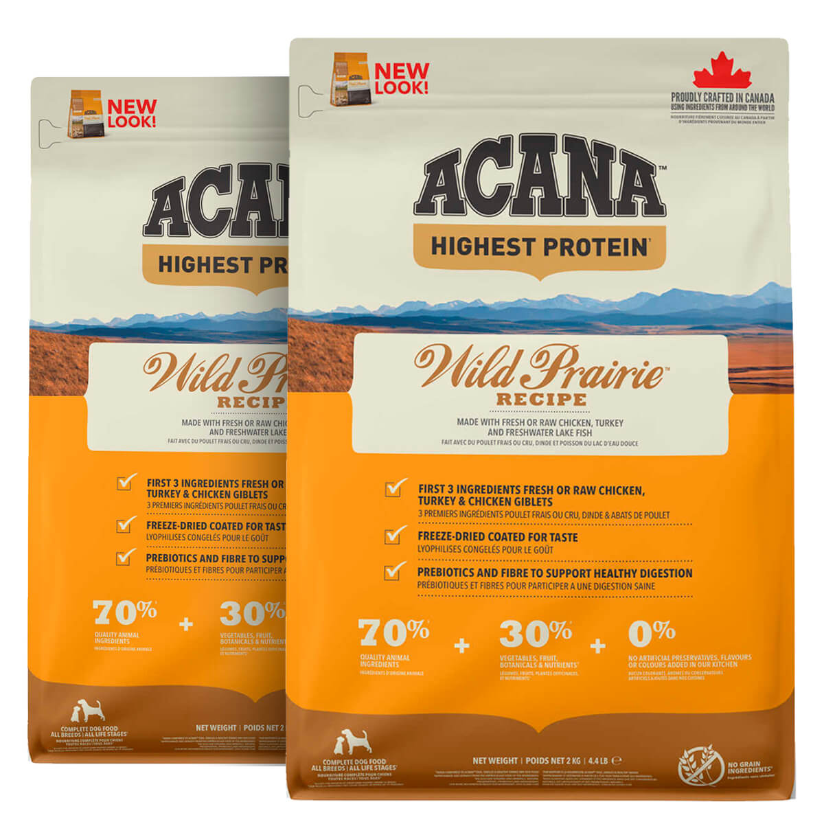 2 x 11,4 kg. Acana Highest Protein Wild Prairie Hundefutter mit Huhn und Fisch