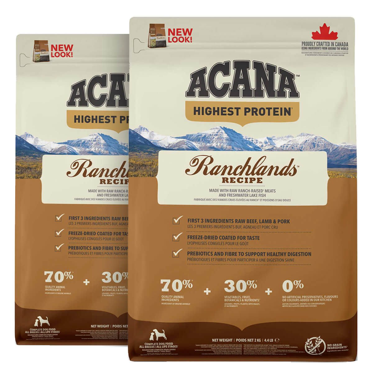 2 x 11,4 kg. Acana Highest Protein Ranchlands Hundefutter mit Rind- und Lammfleisch