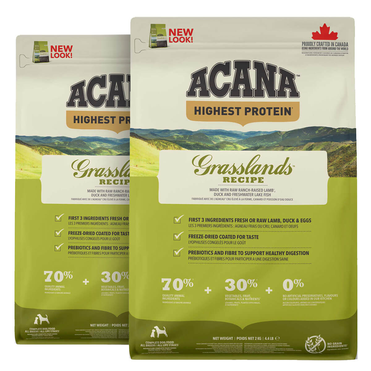 2 x 11,4 kg. Acana Highest Protein Grasslands Hundefutter mit Lamm und Ente