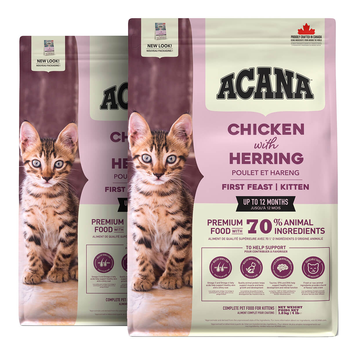 2 x 1,8 kg. Acana First Feast Katzenfutter mit Huhn und Fisch