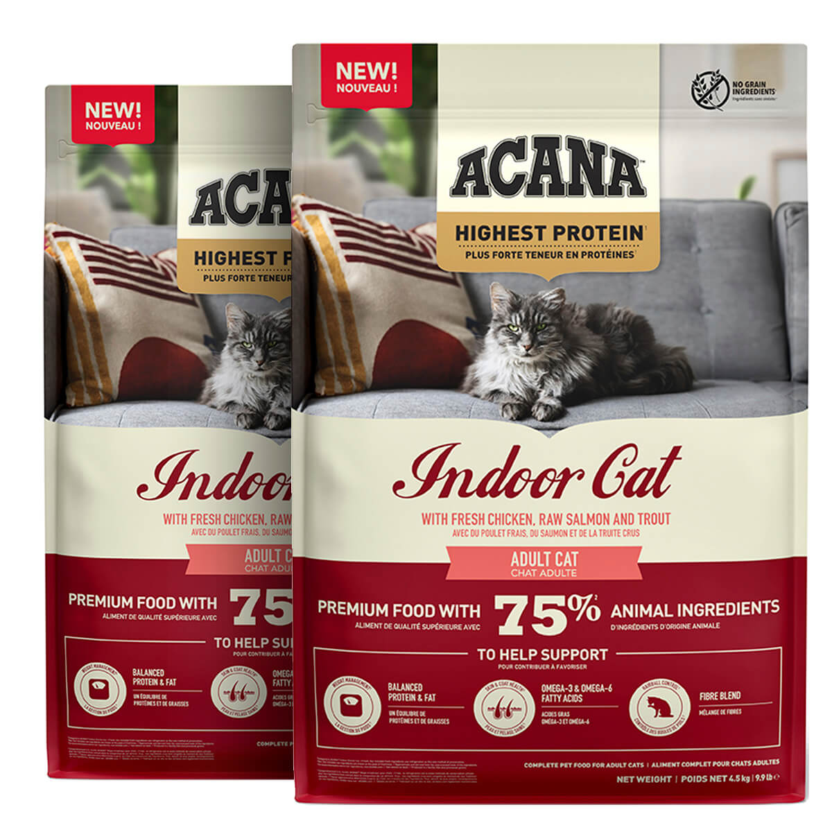 2 x 4,5 kg. Acana Highest Protein Indoor Katzenfutter mit Huhn und Lachs