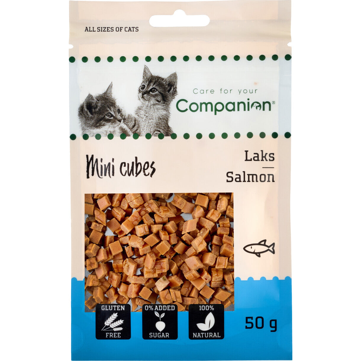 50g Companion Katzensnack mit Lachs-Miniwürfeln - gluten- und zuckerfrei