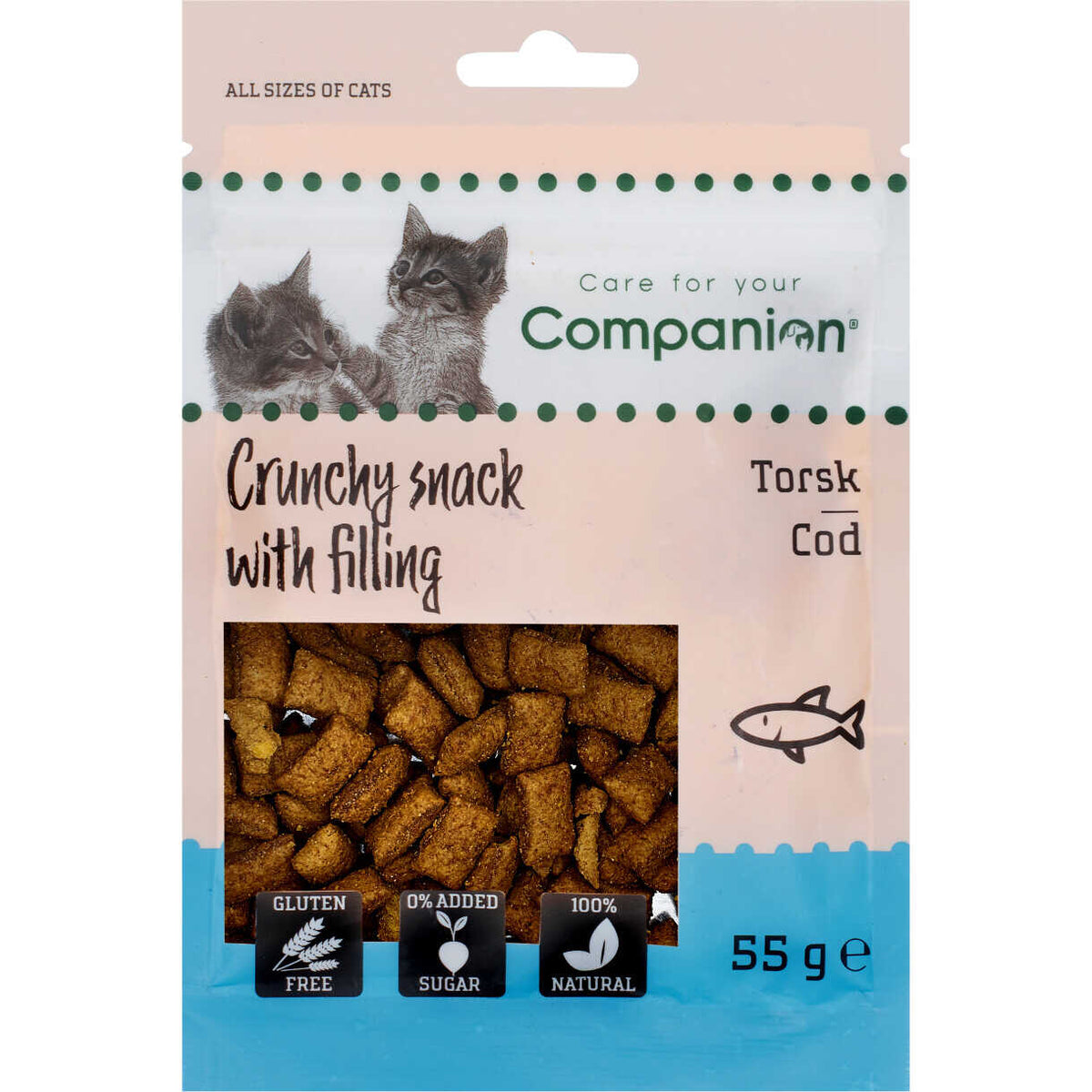 Companion Cat Crunchy Snack mit Füllung – Kabeljau