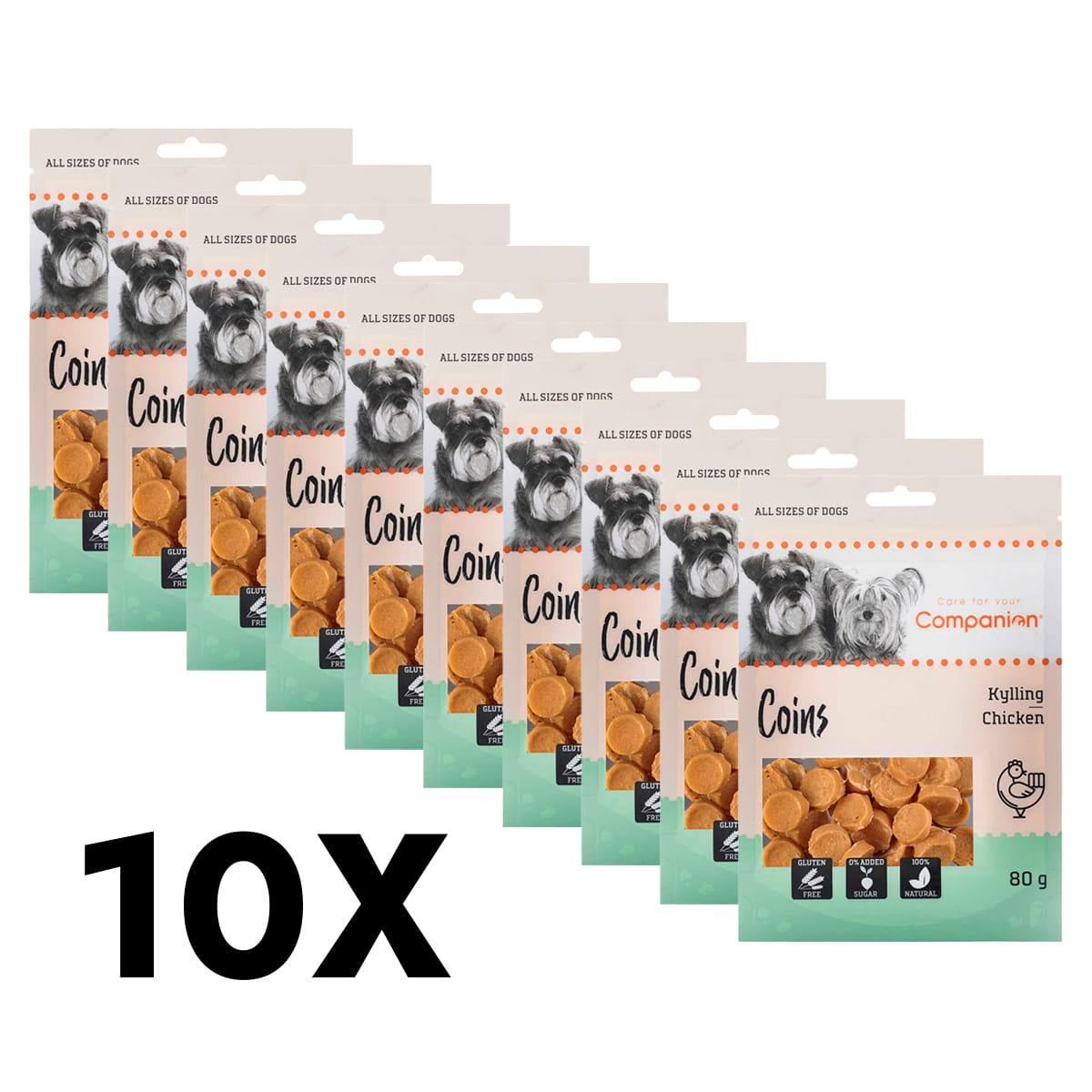 10 x 80 g Companion Hundesnack mit Hähnchenteilen - zucker- und glutenfrei