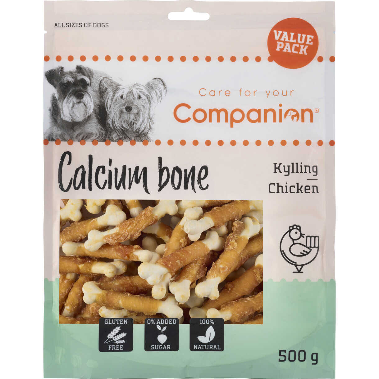 500 g Companion Calcium Knochen Hundesnack mit Huhn - zucker- und glutenfrei