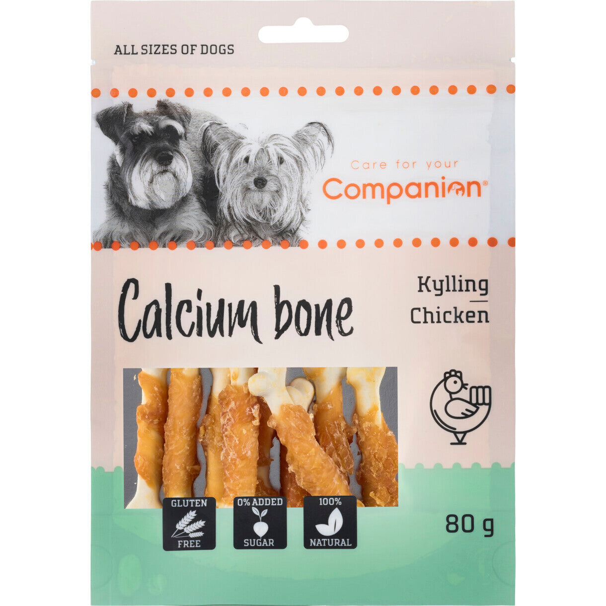 80 g Companion Calcium Knochen Hundesnack mit Huhn - zucker- und glutenfrei
