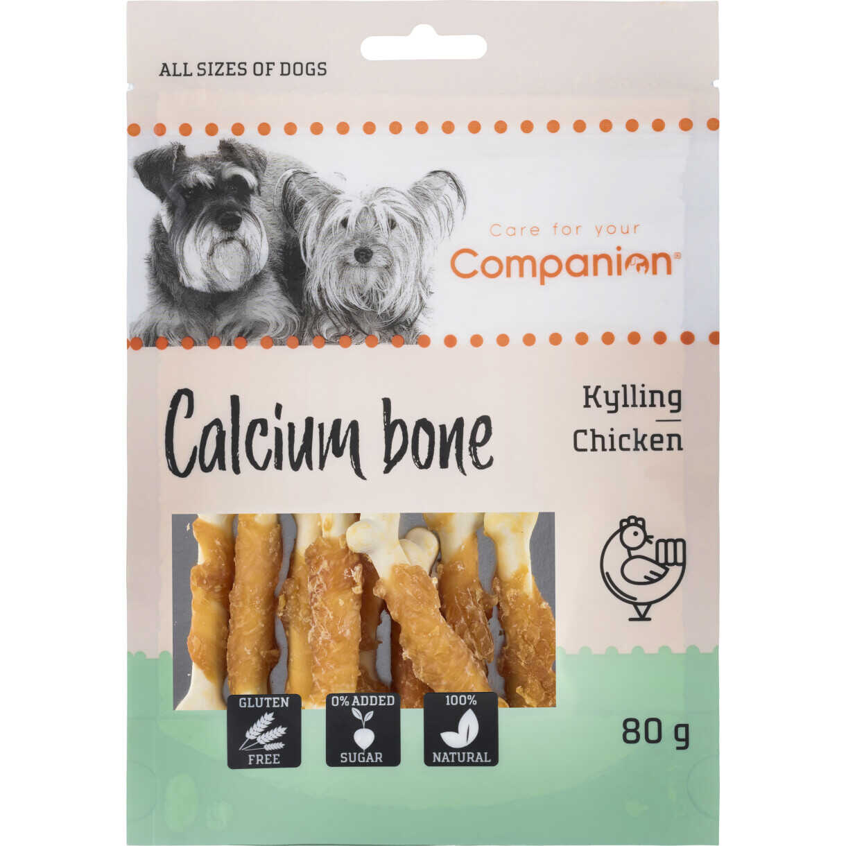 80 g Companion Calcium Knochen Hundesnack mit Huhn - zucker- und glutenfrei