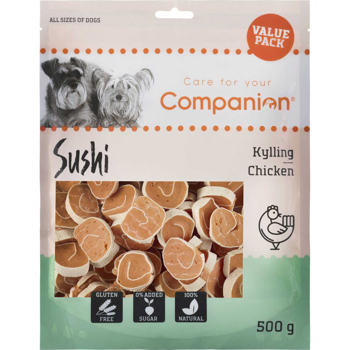 500 g Companion Hundesnack mit Hähnchen-Sushi