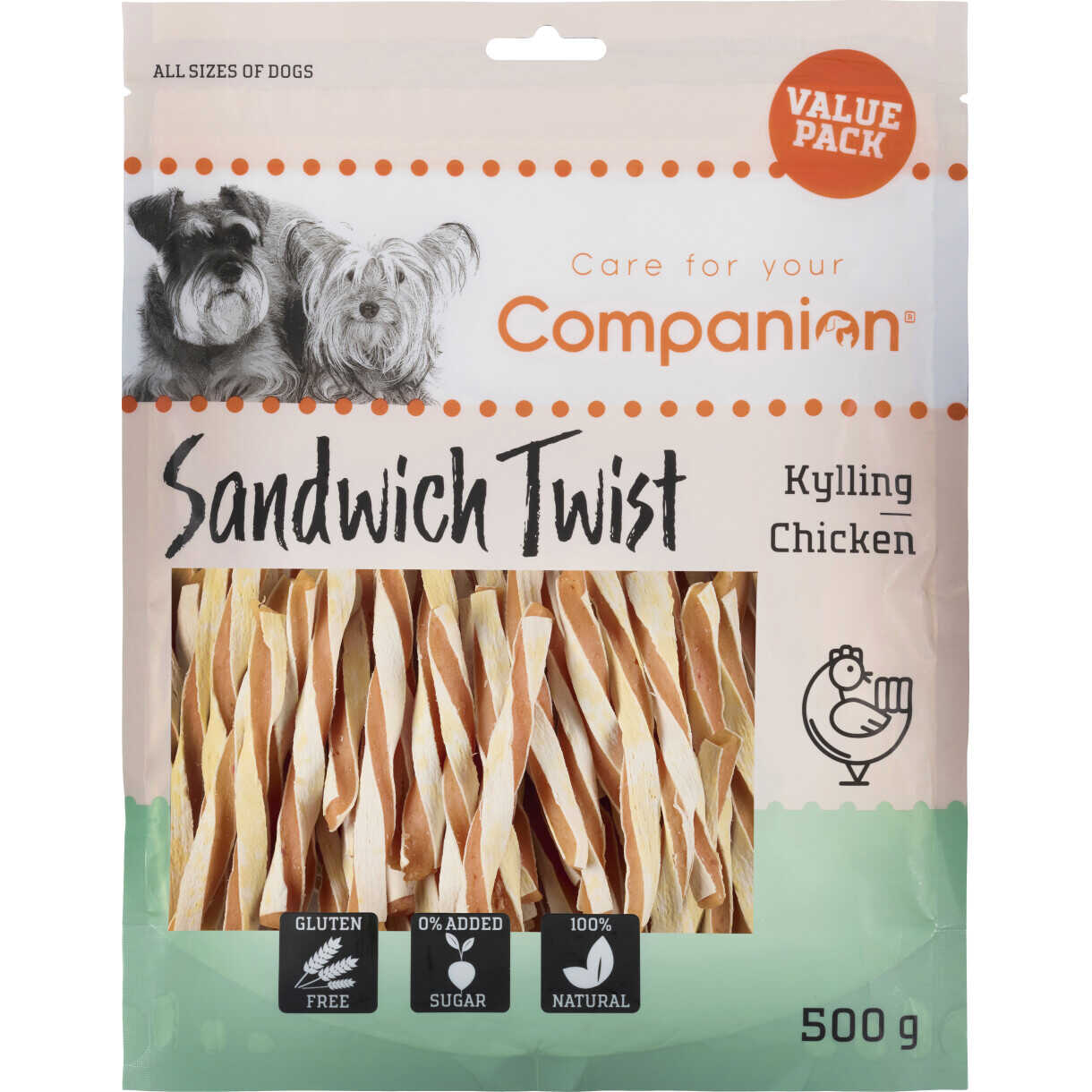 500 g Companion Hundesnack mit Huhn Sandwich Twist