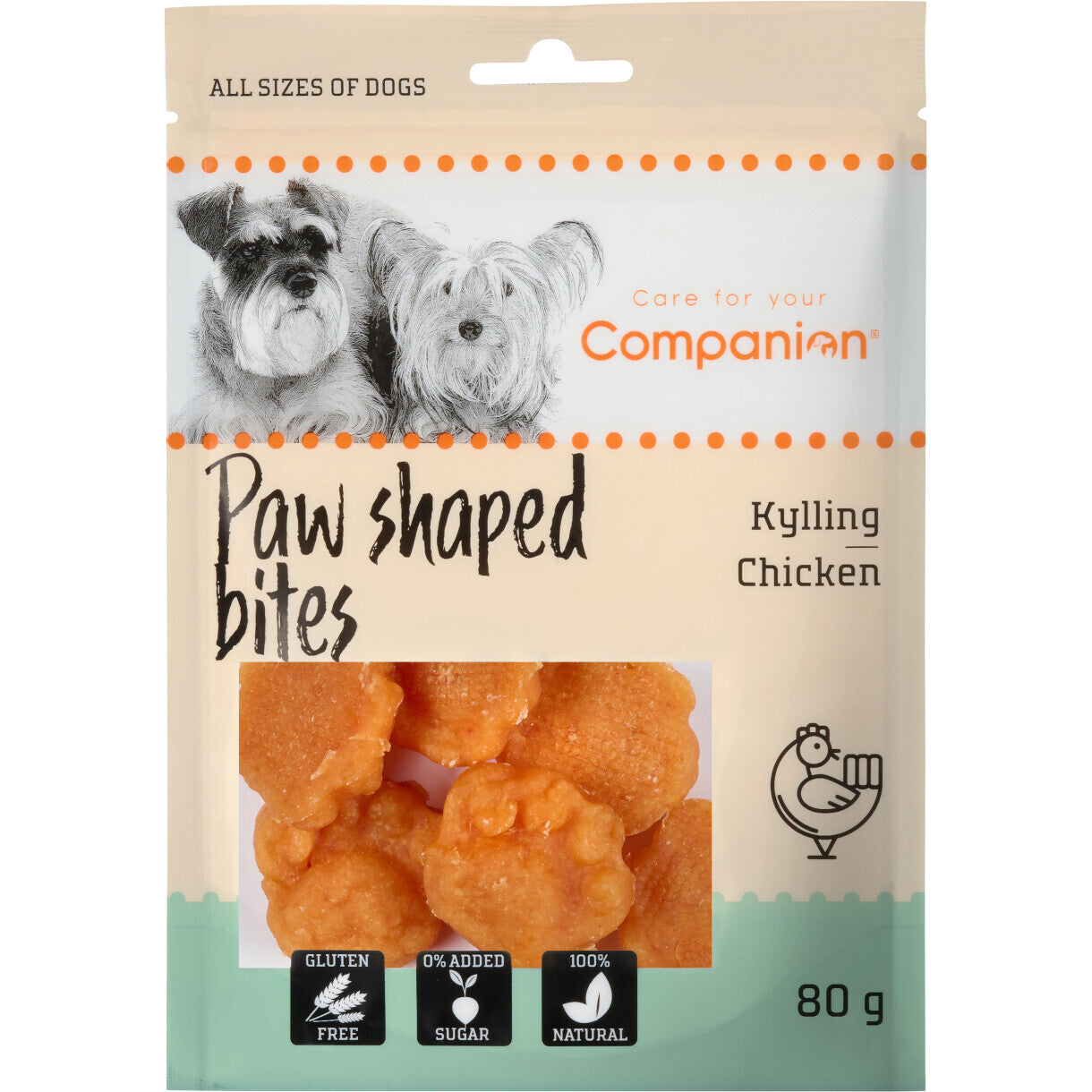80 g Companion Hundesnack mit Hühnerpfötchen-Würfeln