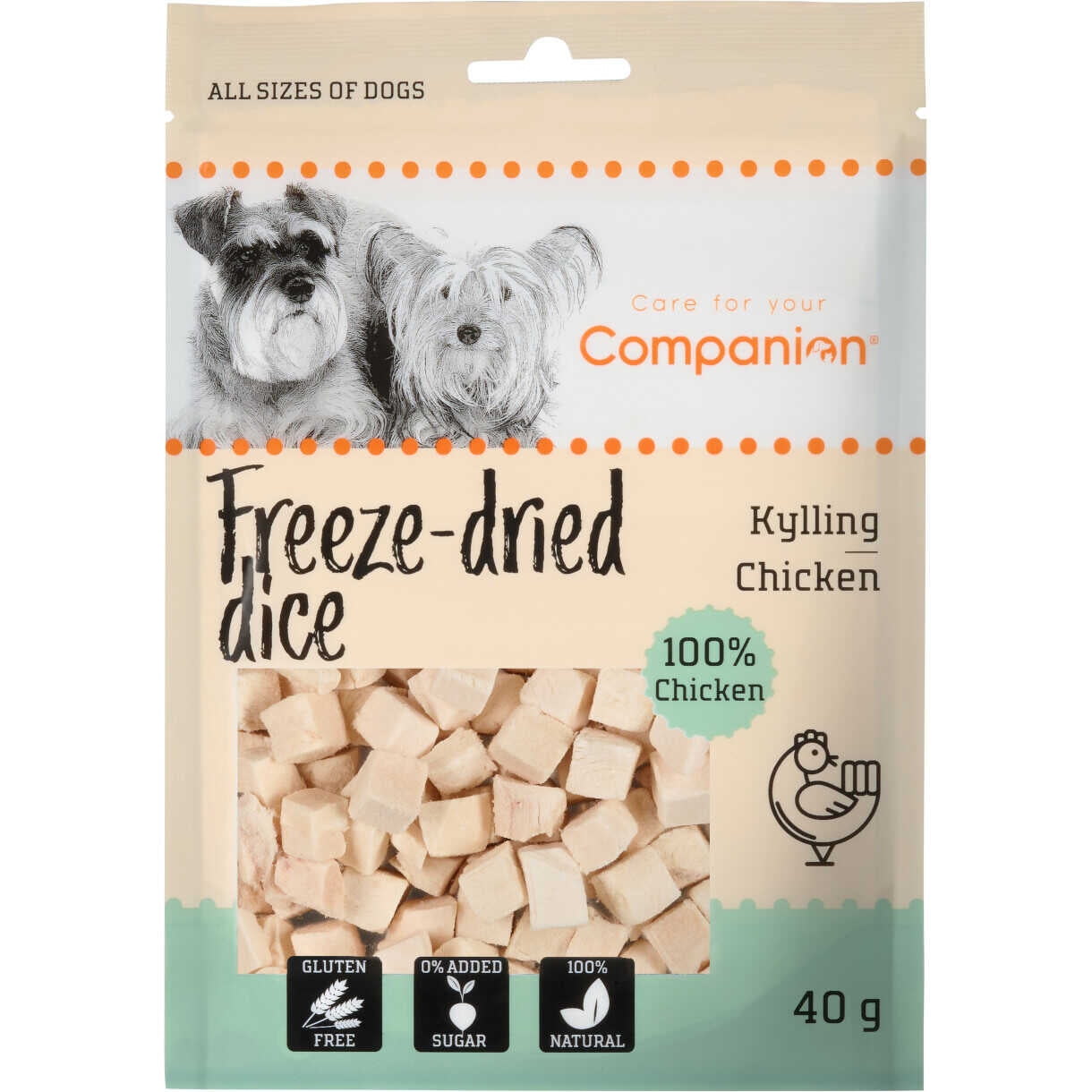 40 g Companion Hundesnack mit gefriergetrockneten Hühnerwürfeln