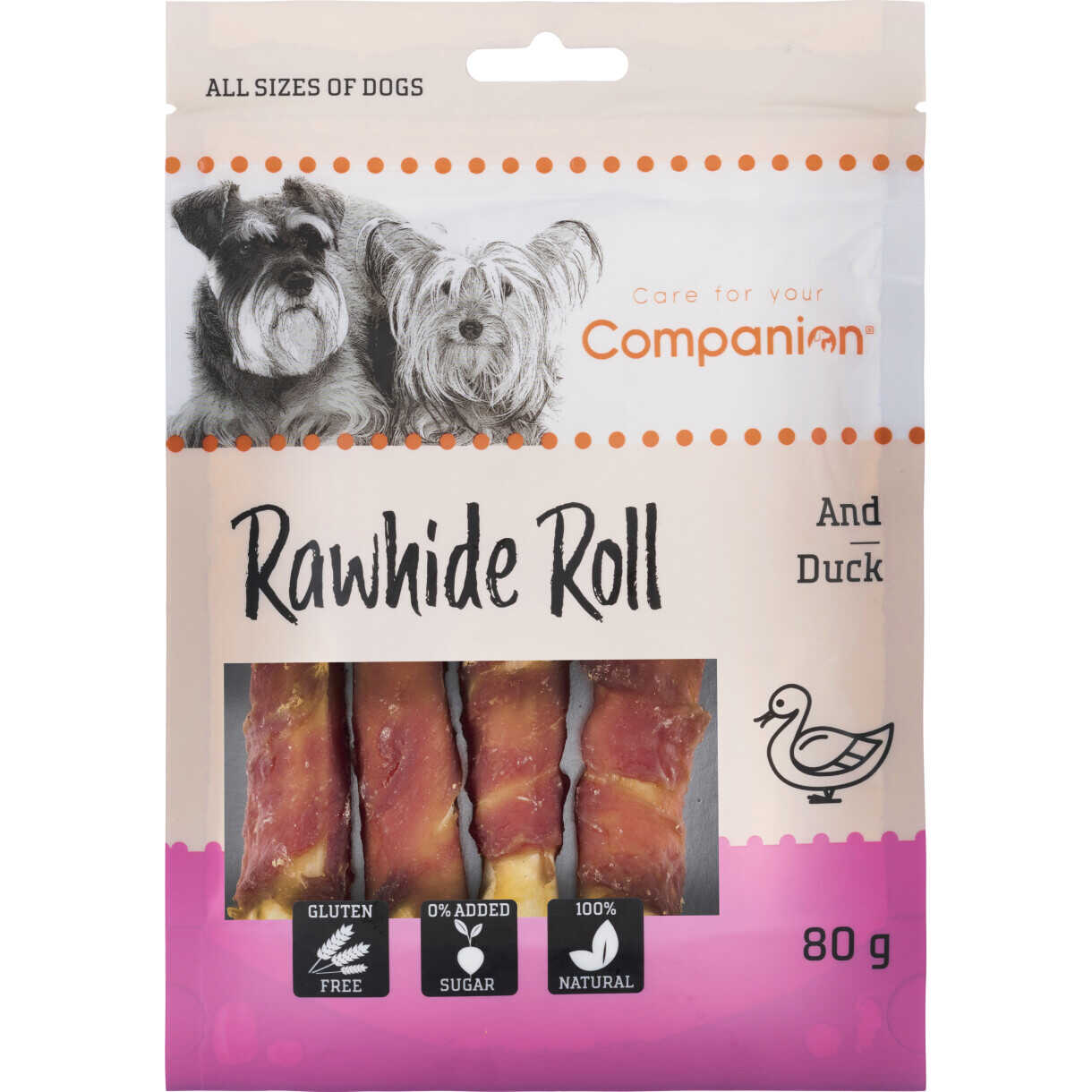 80 g Companion Hundesnack Rohhautrollen mit Huhn