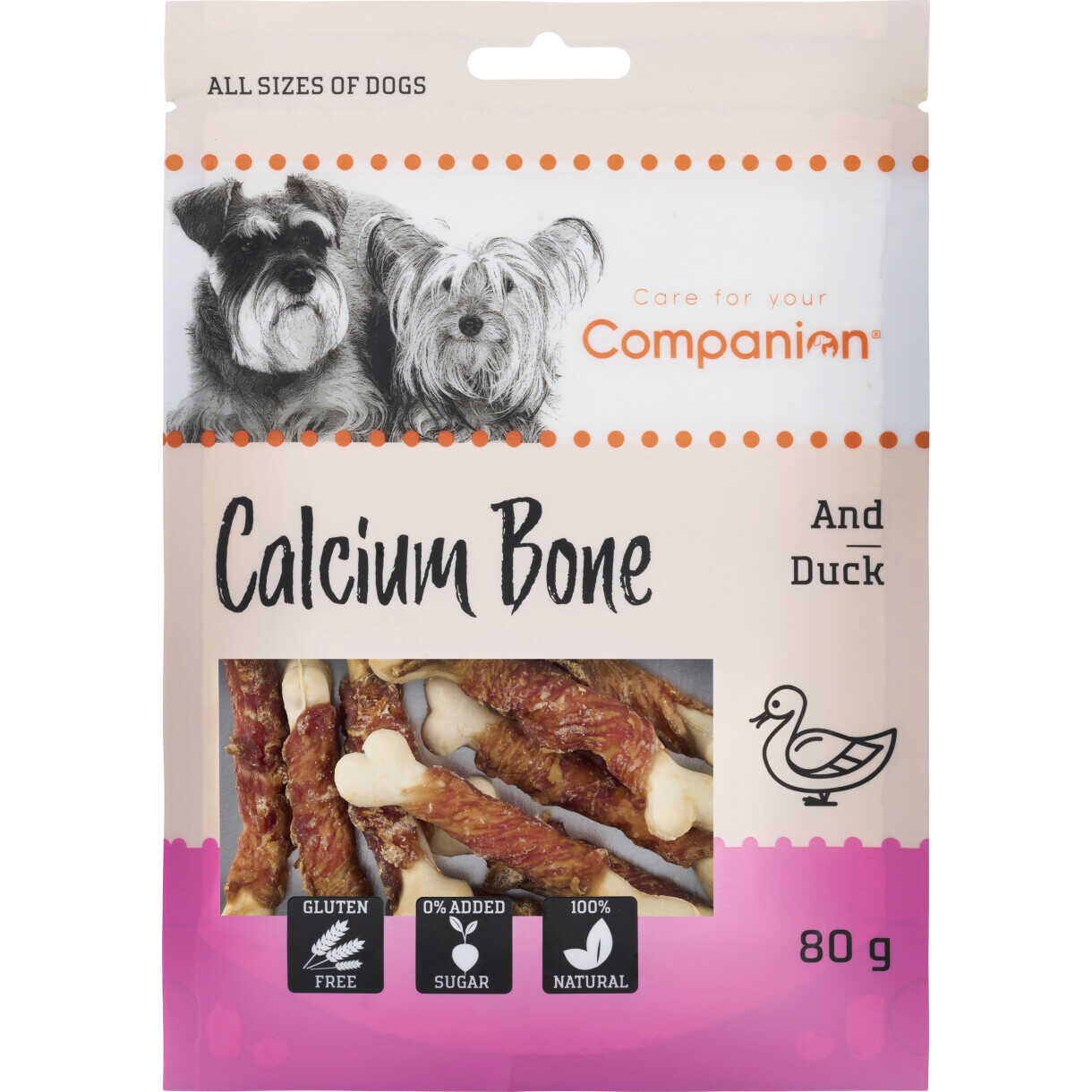 80 g Companion Hundefutter Calcium-Knochen mit Ente