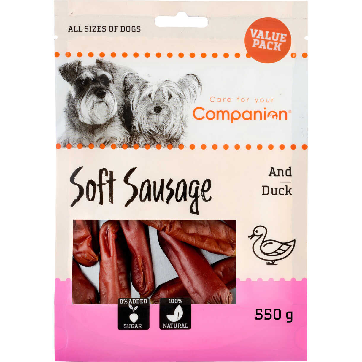 550 g Companion Soft Sausage Hundesnack mit Ente