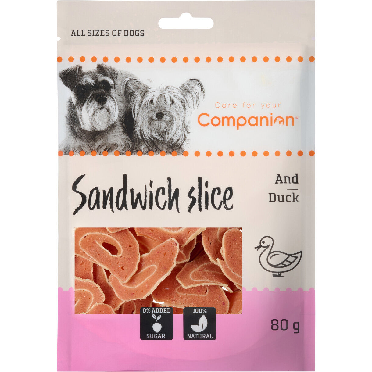 80 g Companion Hundeleckerli Sandwich Slice mit Ente