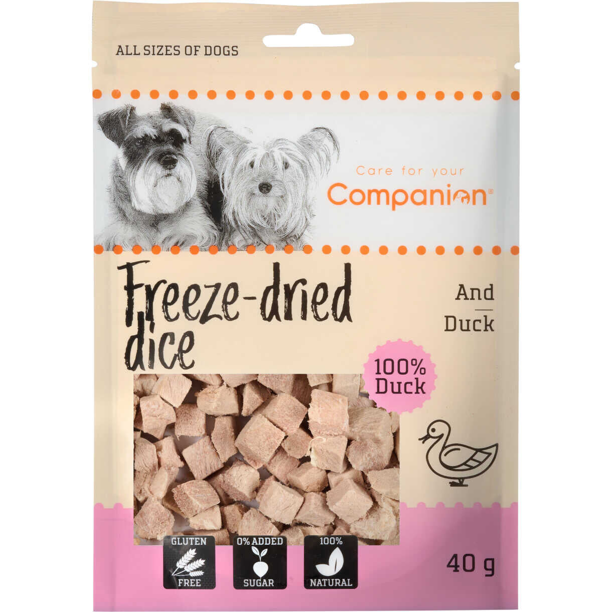 40 g Companion Hundesnack mit gefriergetrockneten Entenwürfeln