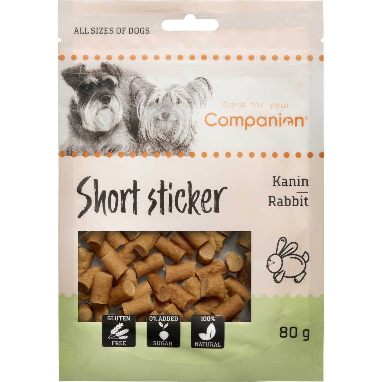 80 g Companion Hundesnack mit weichen Kaninchenstücken 1,5 cm