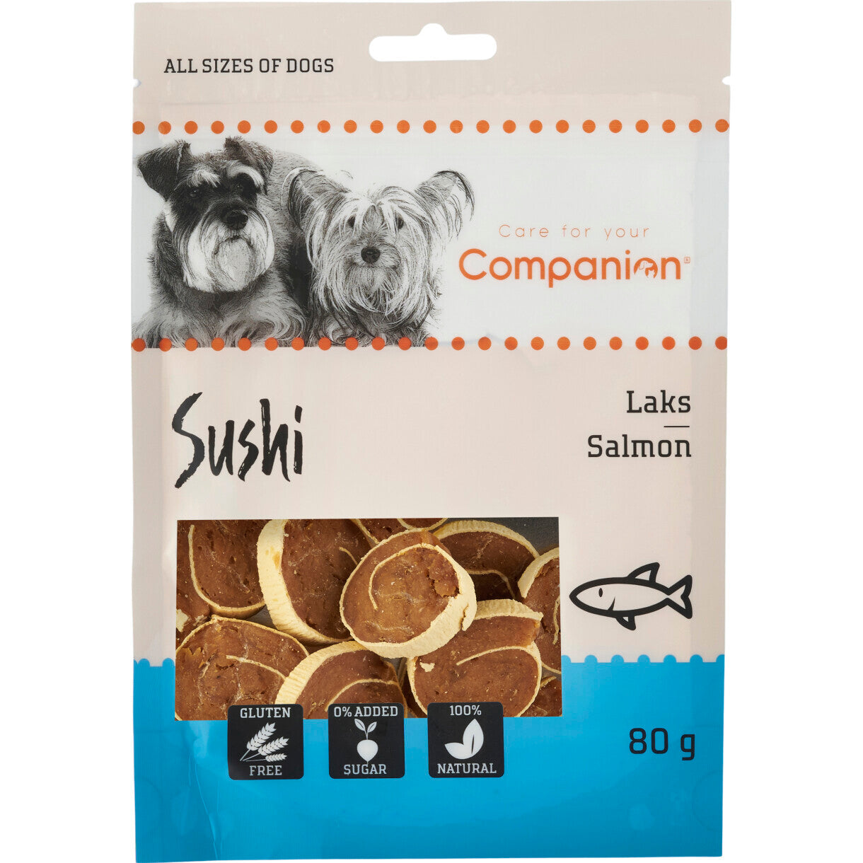 80 g Companion Sushi Dog Snack mit Lachs