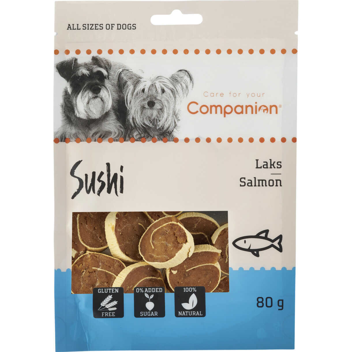 80 g Companion Sushi Dog Snack mit Lachs