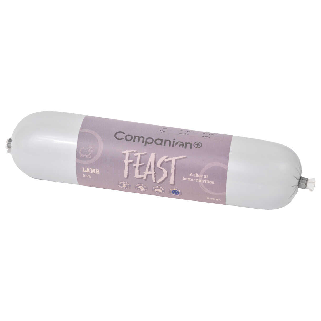 350g Companion+ FEAST Hundefutter Wurst mit Lammfleisch