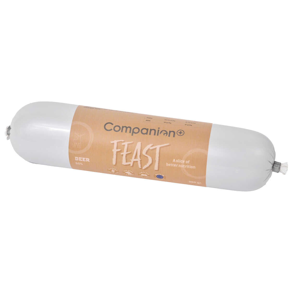 350g Companion+ FEAST Hundefutter Wurst mit Hirschfleisch