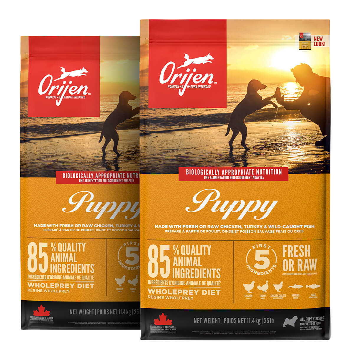 2 x 11,4 kg. Orijen Puppy Hundefutter mit Huhn und Fisch