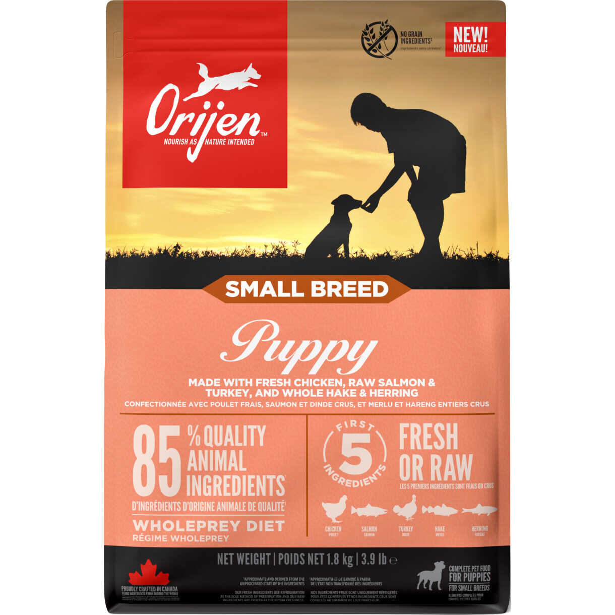 Orijen Puppy Small Breed Hundefutter mit Huhn und Lachs