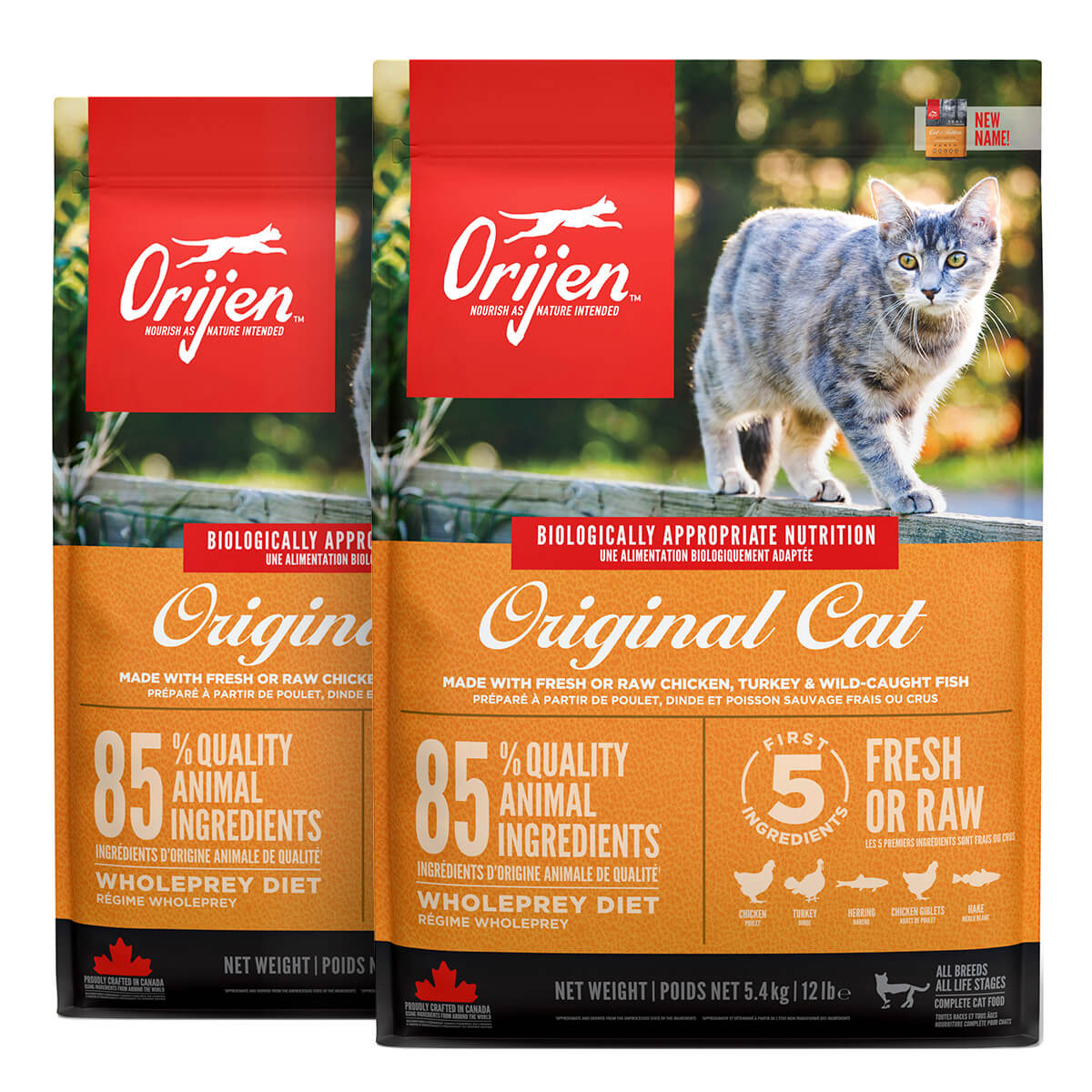 2 x 5,4 kg. Orijen Original Katzenfutter mit Huhn, Truthahn und Fisch