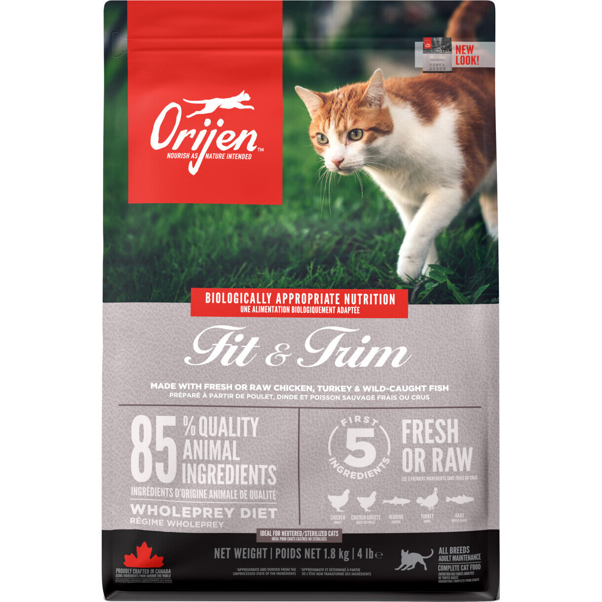 Orijen Fit & Trim Katzenfutter mit Huhn, Truthahn und Fisch