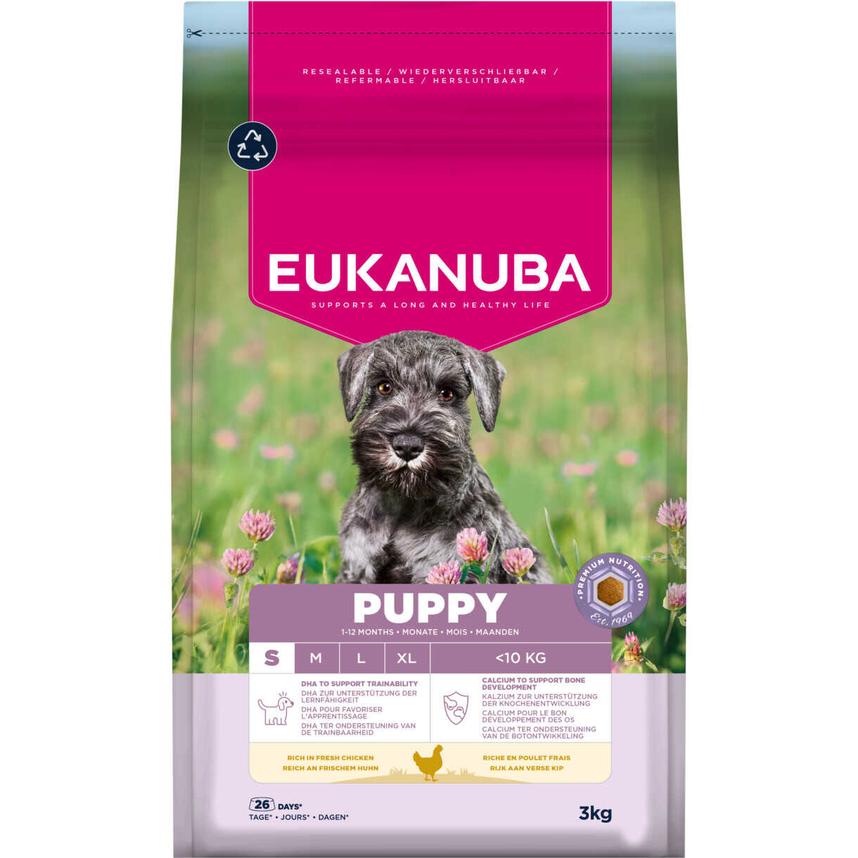 3 kg Eukanuba Puppy Welpenfutter für kleine Rassen mit Huhn
