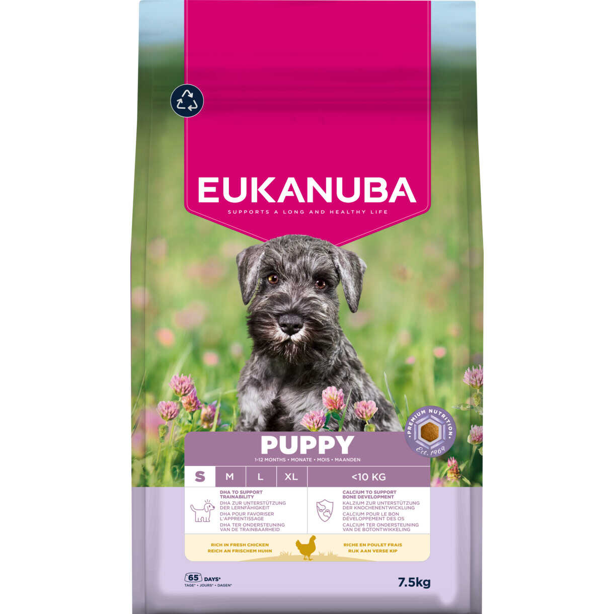 7,5 kg Eukanuba Puppy Welpenfutter für Welpen kleiner Rassen mit Huhn
