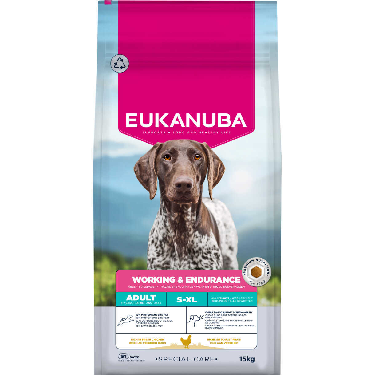 15 kg Eukanuba Hundefutter Adult alle Rassen - Working & Endurance