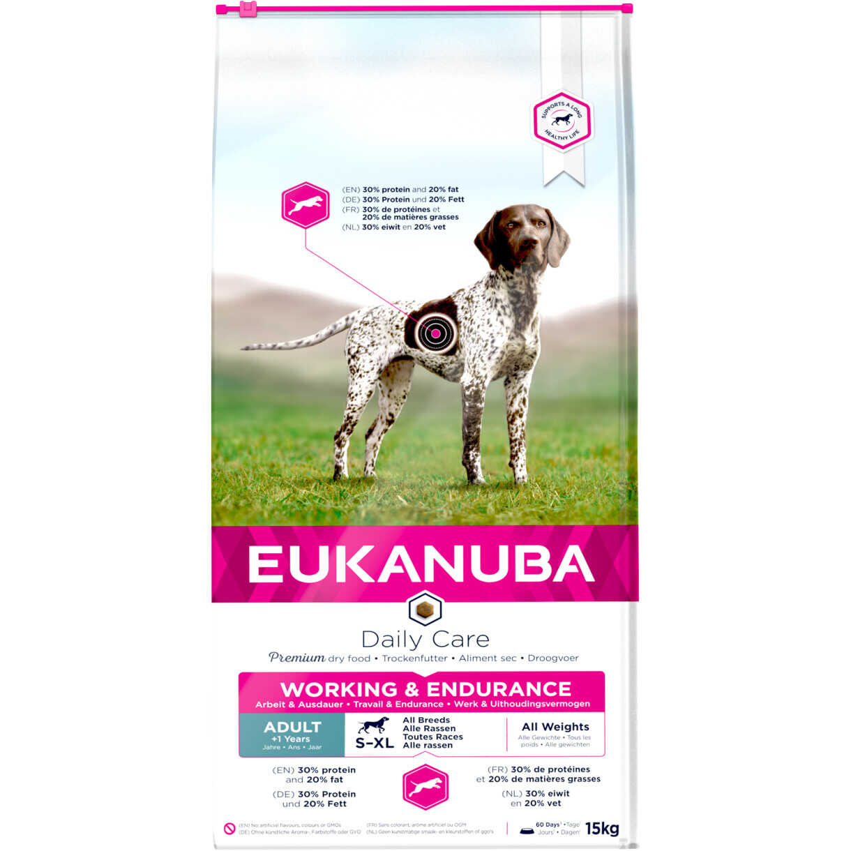 15 kg Eukanuba Hundefutter Adult alle Rassen - Working & Endurance