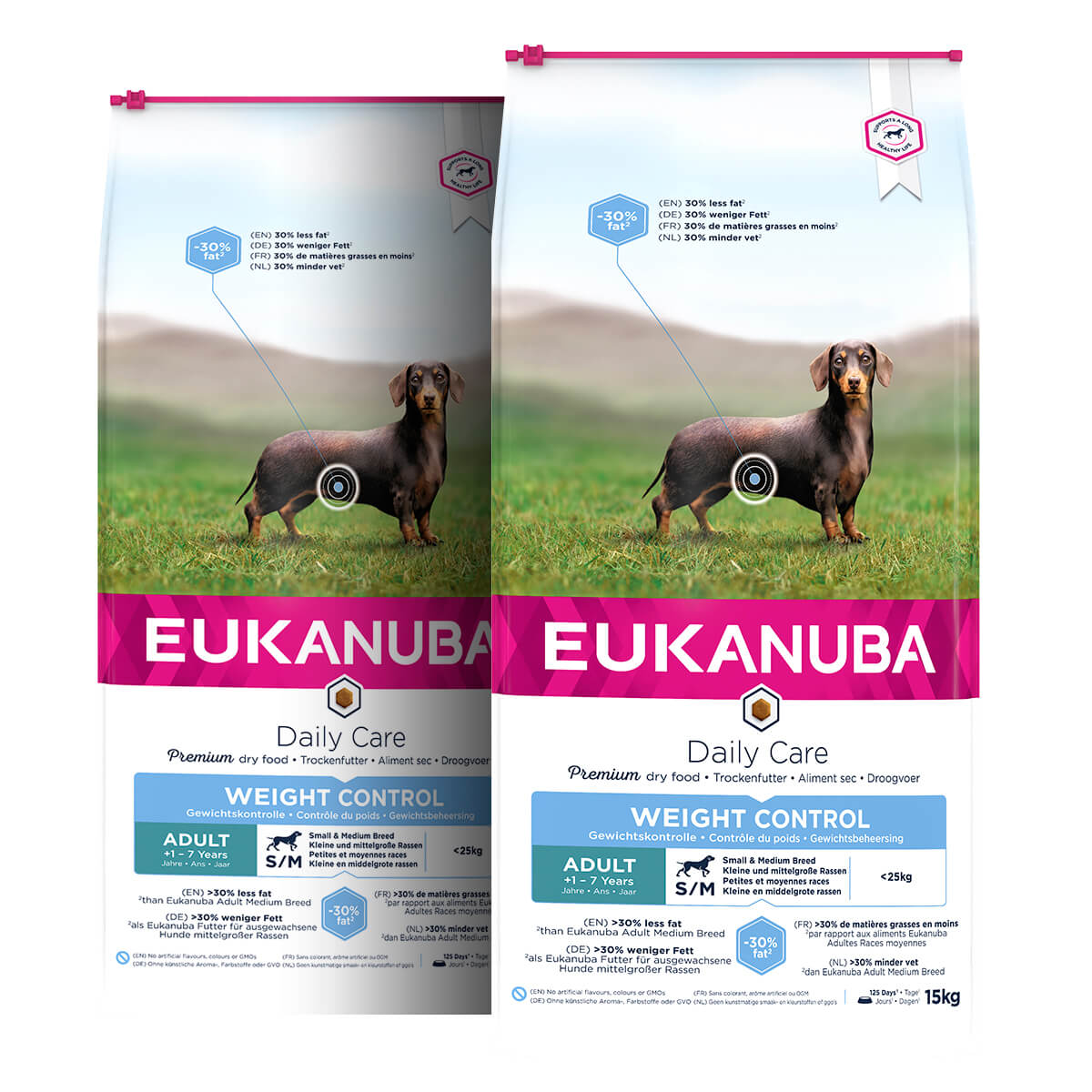 2 x 15 kg Eukanuba DailyCare Adult Kleine/Mittlere Rassen Gewichtskontrolle