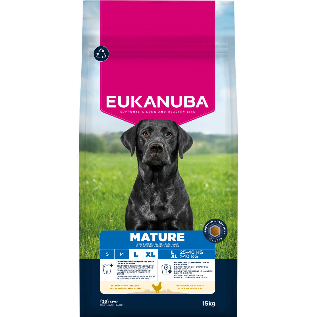15 kg Eukanuba Hundefutter Mature large breed mit Huhn
