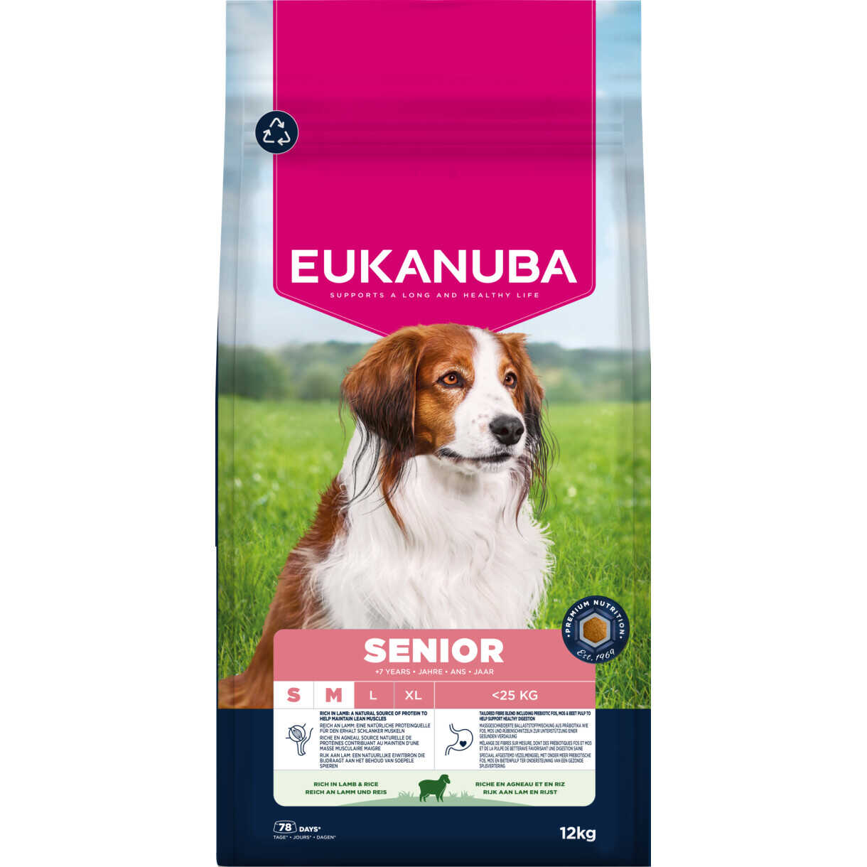 12 kg Eukanuba Adult und Senior Hundefutter mit Lamm und Reis