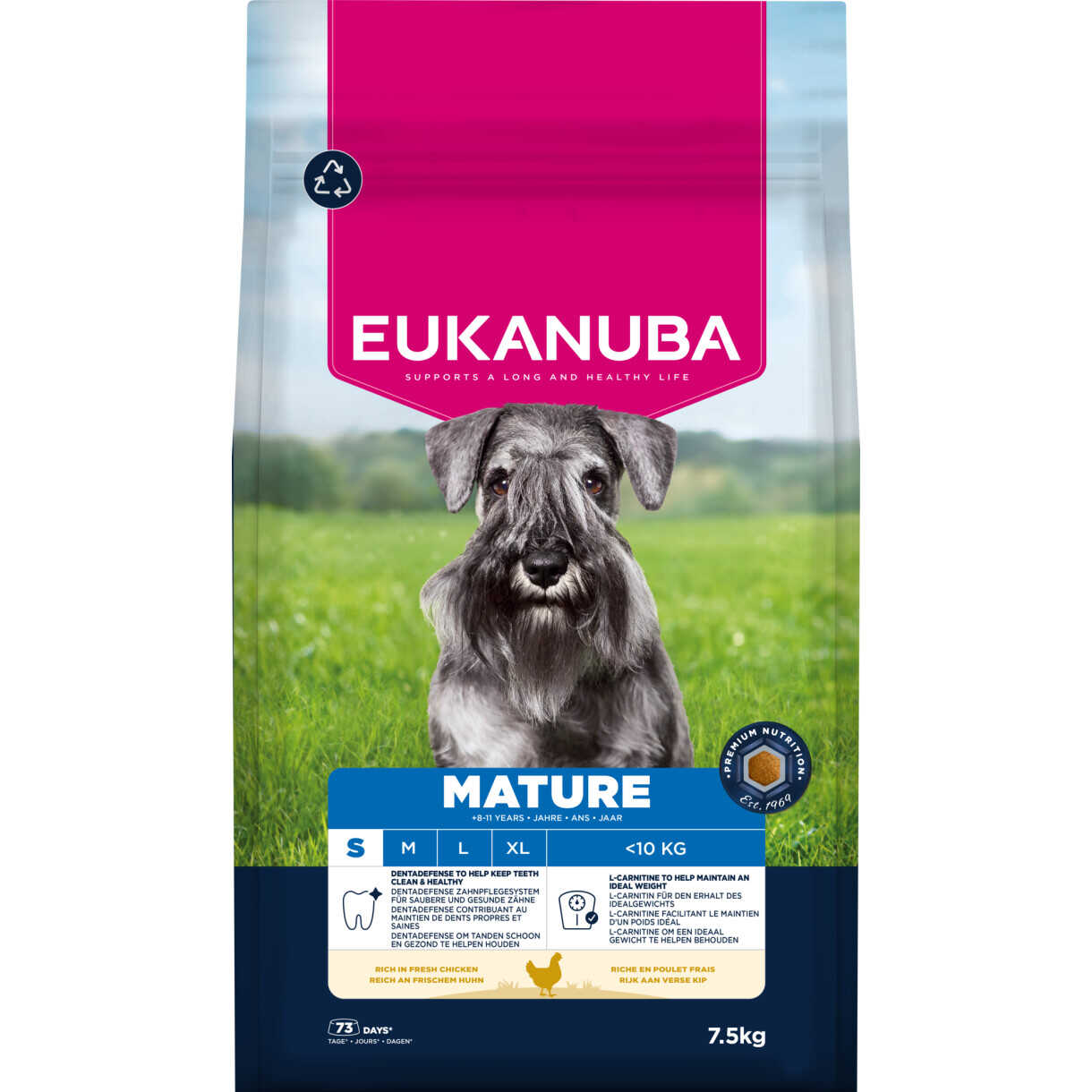 7,5 kg Eukanuba Hundefutter Mature Small Breed mit Huhn