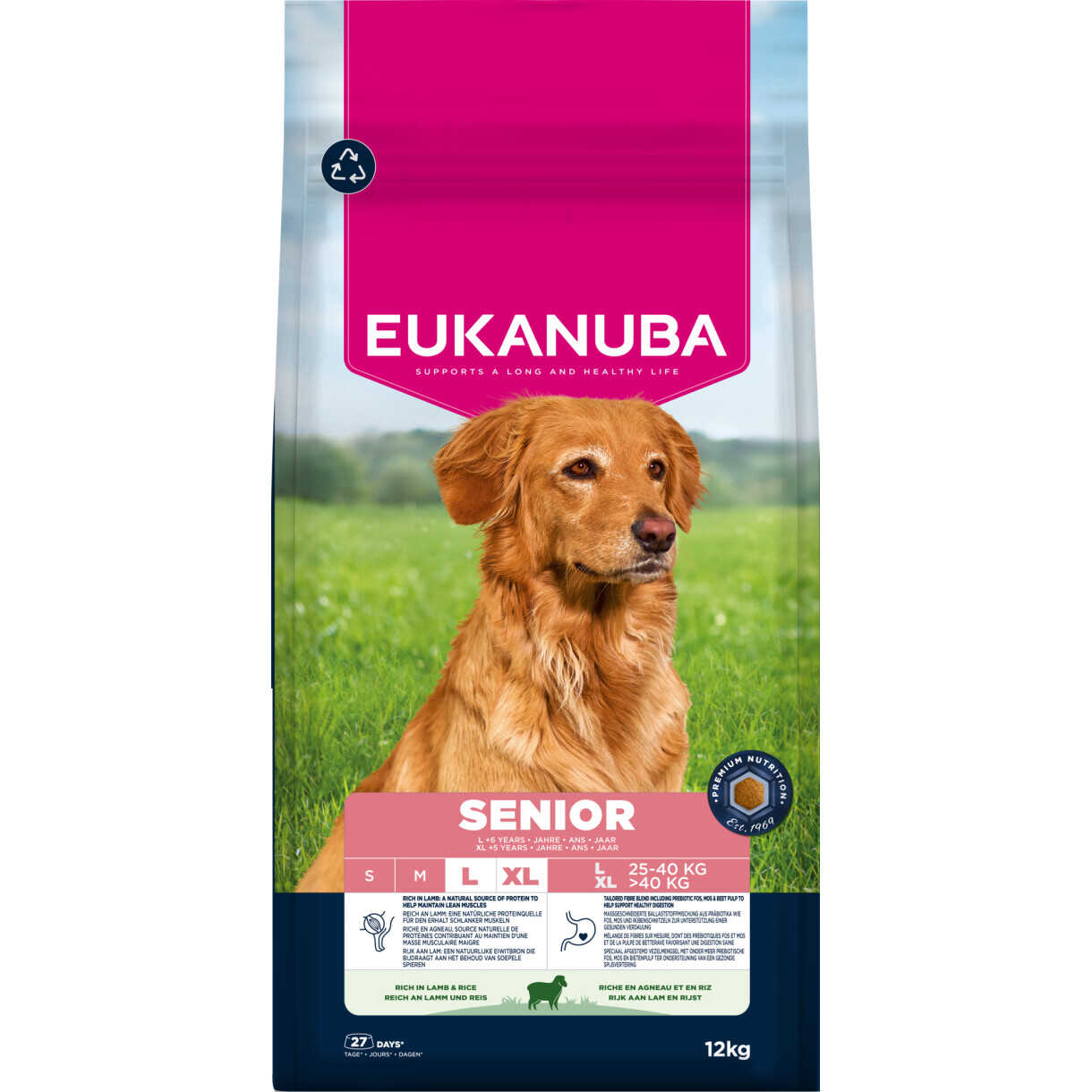 12 kg Eukanuba Senior Hundefutter Große Rassen mit Lamm & Reis