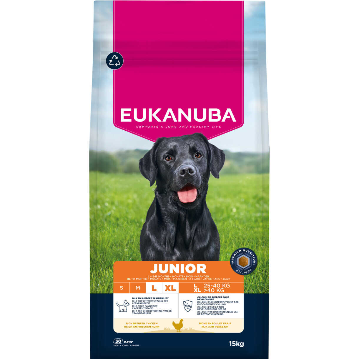 15 kg Eukanuba Junior und Welpenfutter mit Huhn Large Breed